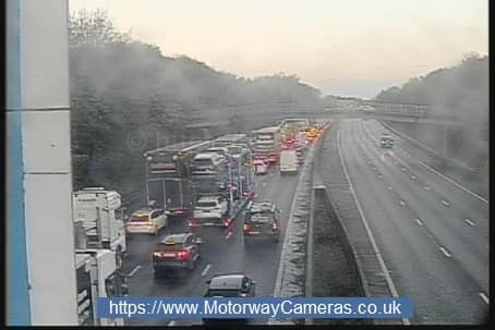 The M6 northbound and southbound are both currently closed at J20 in Warrington due to a collision.  