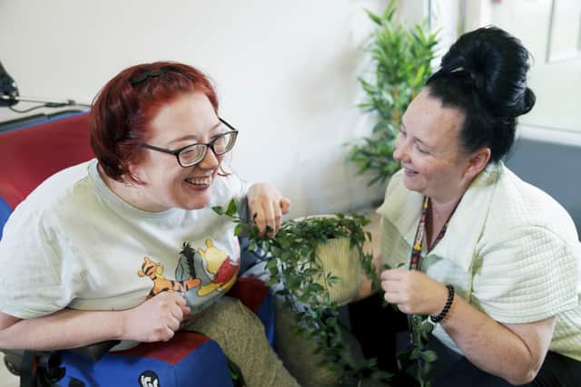 Shona Farnworth with support worker Emma O’Regan at Pennine Mencap