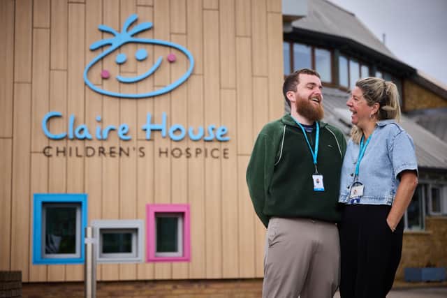 Harry Boshell and nurse Louise Smith at Claire House Hospice