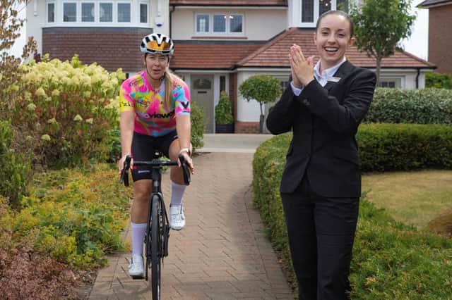 Cyclist Claire Morris with Redrow's Sofia Delgado