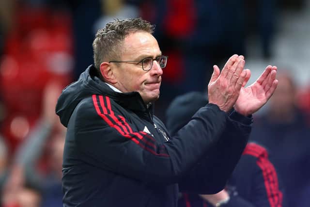 PRAISE: For Leeds United from Ralf Rangnick, above, but the Manchester United boss is also eyeing a Whites weakness in Sunday's Premier League clash at Elland Road. Photo by Alex Livesey/Getty Images.