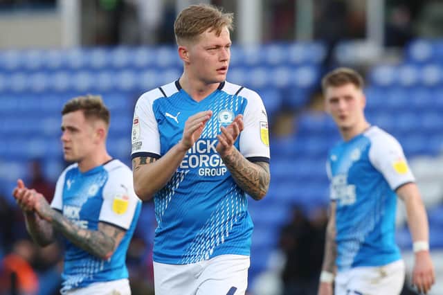 Frankie Kent of Peterborough United acknowledges the supporters at full-time. Photo: Joe Dent/theposh.com.
