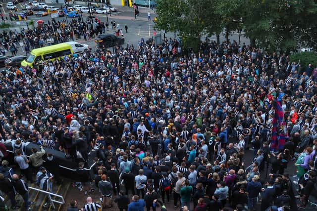 Newcastle United fans outside St James's Park.