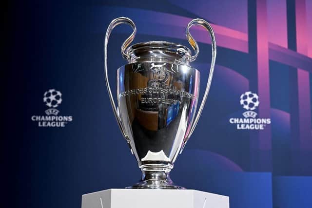 UEFA Champions League trophy (Photo by Fabrice COFFRINI / AFP) (Photo by FABRICE COFFRINI/AFP via Getty Images)