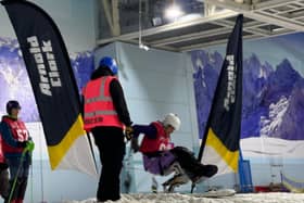 Sit Skier Hannah Tomsett at the Start of the Arnold Clark Parallel Lines Race at Chill Factore