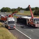 M6 lorry crash northbound between Preston and Lancaster 