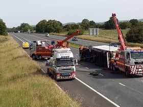 M6 lorry crash northbound between Preston and Lancaster 