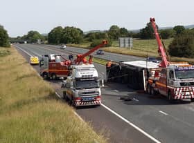 M6 lorry crash northbound between Preston and Lancaster 
