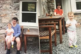 Miranda Wells as a toddler with the inspiration for her latest Ultramarathon charity challenge; her Mum & Dad.