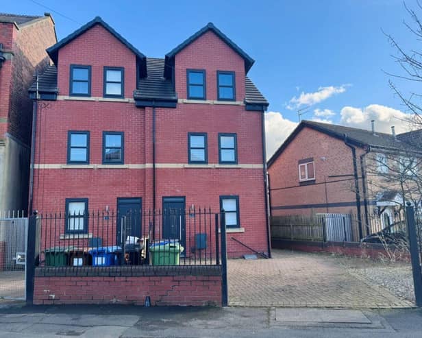 The eight-townhouse portfolio at Rowsley Grove in Reddish, up for auction with SDL Property Auctions on 25 March