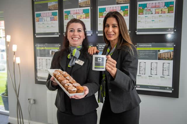 BG - Barratt Homes Sales Advisers holding tea and cakes