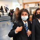 Pupils wearing face masks