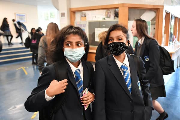 Pupils wearing face masks