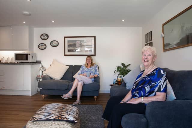 From left, Carol-anne Robinson and Gwyneth Robinson in the granny annexe.