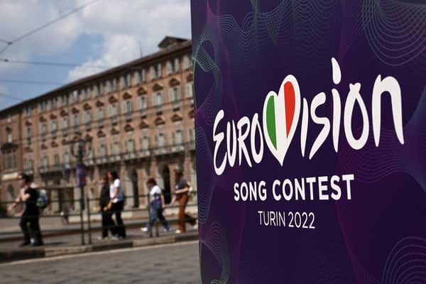 The Eurovision Song Contest will take place on May 10, 12 and 14, 2022 in Turin. (Photo by MARCO BERTORELLO / AFP) (Photo by MARCO BERTORELLO/AFP via Getty Images)