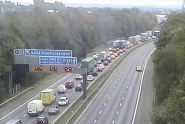 All traffic is being held between junction 5 and junction 4, near Bolton, whilst emergency services work at the scene