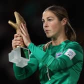 Mary Earps with the FIFA Golden Glove Award. Photo by Cameron Spencer / Getty Images