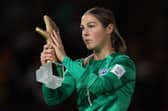 Mary Earps with the FIFA Golden Glove Award. Photo by Cameron Spencer / Getty Images
