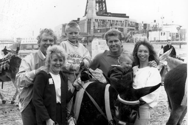 The Brennans and the Tilsleys on the sands in November 2000