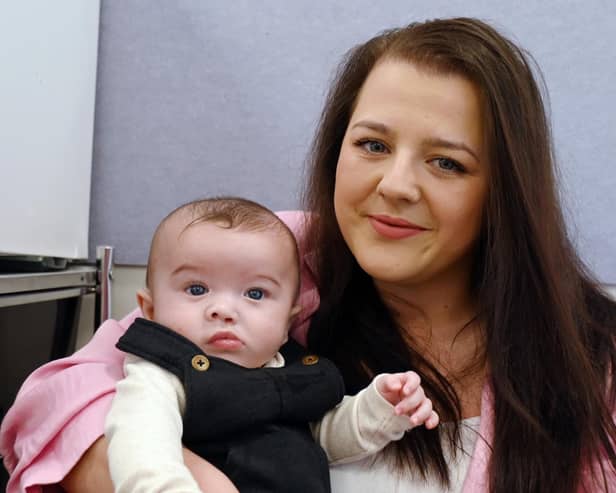 Elleyce Whiteley, 27, with her five-month-old son Jax