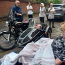 Resident Michael Murphy at HC-One’s Newlands Care Home with the Belle Vue Aces Supporters Club