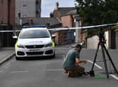 The scene in Railway Street in the Goose Green area of Altrincham, Trafford, where 31-year-old Rico Burton, the cousin of heavyweight boxing champion Tyson Fury, died following an alleged stabbing incident.