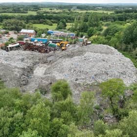 The waste piled high on Bolton House Road, Bickershaw