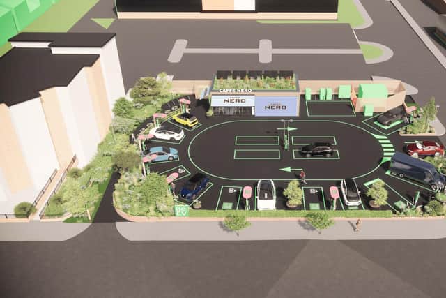 The site's chargers will provide up to 325 miles in a 20-minute stop