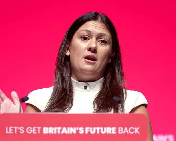 Lisa Nandy addressing last year's Labour Party conference