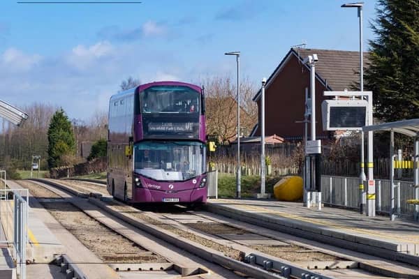 The current vehicles on the Leigh guided busway