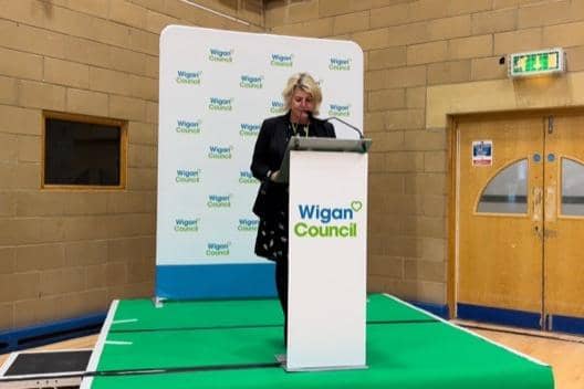 Chief executive of Wigan Council Alison Mckenzie-Folan read out the election results 