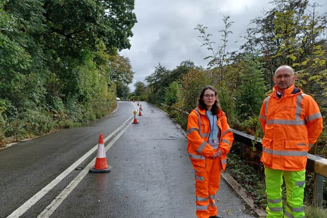 Cllr Charlotte Cupit (left) Derbyshire County Council cabinet member for highways, and Julian Gould, council highways director.
