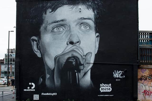 The mural of Ian Curtis which was on the wall of a house in Manchester for two years