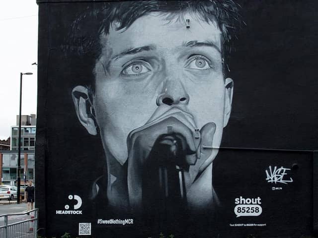 The mural of Ian Curtis which was on the wall of a house in Manchester for two years 