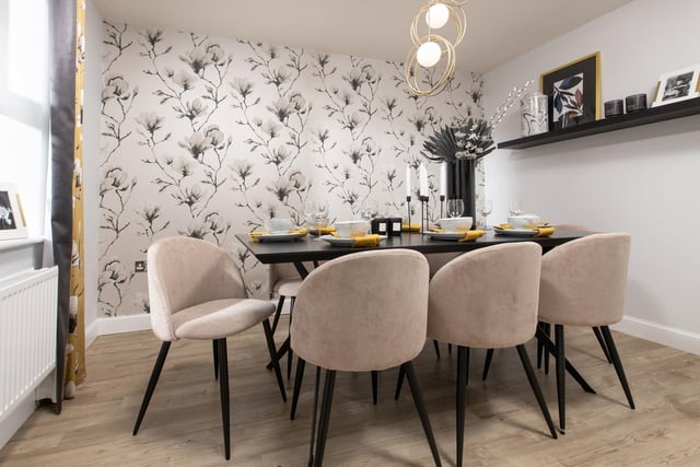 BM - The dining room inside a show home at Barratt Homes' Midshire Meadow