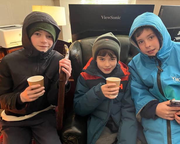 Beech Hall pupils warm up after Ice Swim Challenge