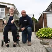 Isabel Webster pictured with Calum Griffin before the work on the drive was carried out