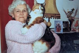 HC-One’s Summerville Care Home resident Marjorie Charlton when she was younger with her cat