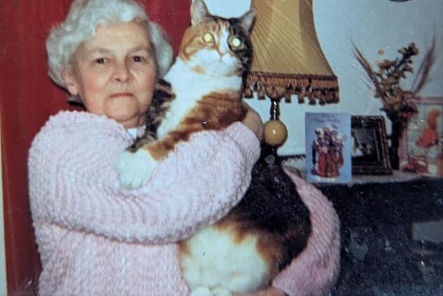 HC-One’s Summerville Care Home resident Marjorie Charlton when she was younger with her cat