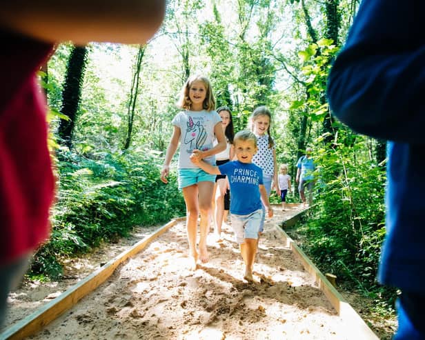 Children exploring the Barefoot Trail