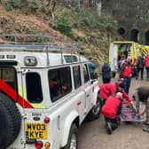 The boy fell 30ft down steep ground below the Seven Arches Bridge landmark at Rivington Terraced Gardens on Monday (February 20)