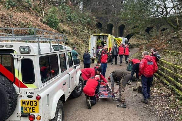 The boy fell 30ft down steep ground below the Seven Arches Bridge landmark at Rivington Terraced Gardens on Monday (February 20)