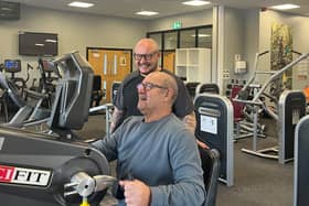 Steve and Alan on the machines at Leverhulme Park Community Leisure Centre.