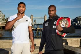 London, UK: Anthony Joshua and Daniel Dubois Face Off for the first time in fight week ahead of their IBF World Heavyweight  Title fight on saturday night at Wembley Stadium. 16 September 2024 Picture By Mark Robinson Matchroom Boxing