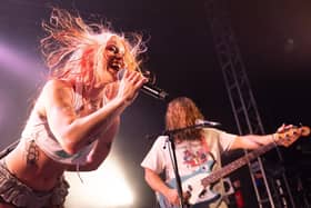 Rhian Teasdale of Wet Leg performing at O2 Academy Leeds. Picture: Neil Chapman/Unholy Racket Music Photography