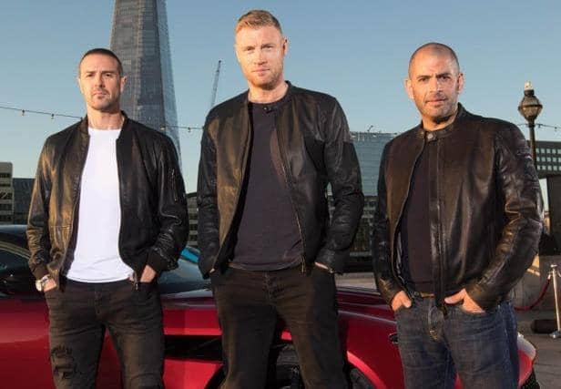 New reports say Freddie Flintoff has quit Top Gear. Pictured: Freddie with Paddy McGuinness and Chris Harris.