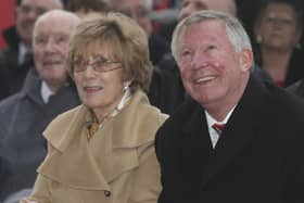 Lady Cathy Ferguson and Sir Alex Ferguson attend the unveiling of his statue back in 2012. 