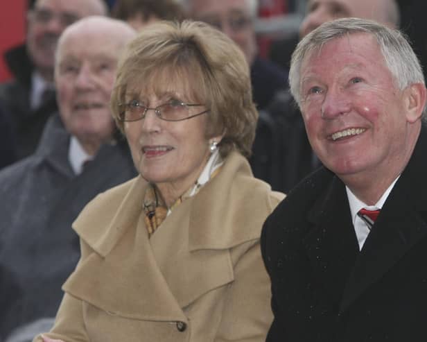 Lady Cathy Ferguson and Sir Alex Ferguson attend the unveiling of his statue back in 2012. 