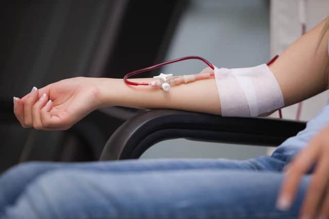 Giving blood.