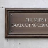 General view of the sign outside the BBC's 'Broadcasting House' in Portland Place, central London.
